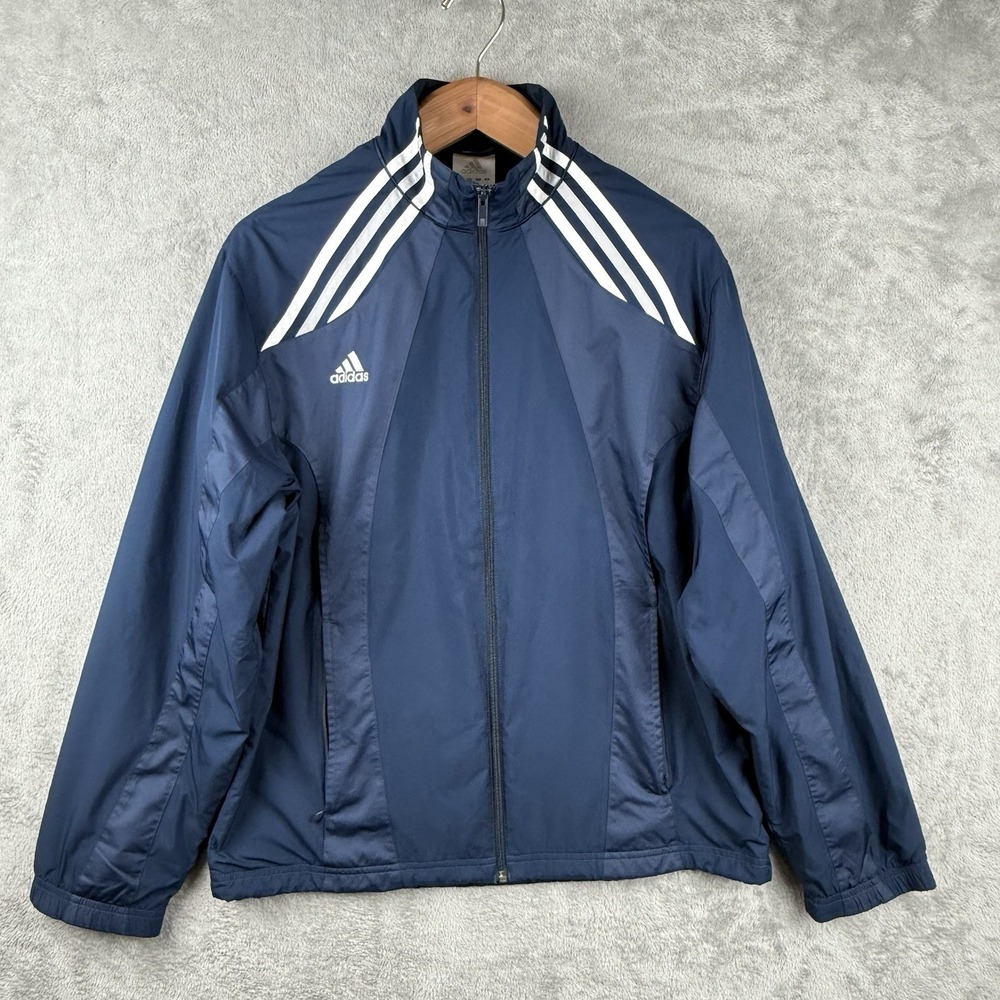 Adidas Y2K Track Jacket Mens S Navy Blue Full‎ Zip 3 Stripe Outdoor Activewear